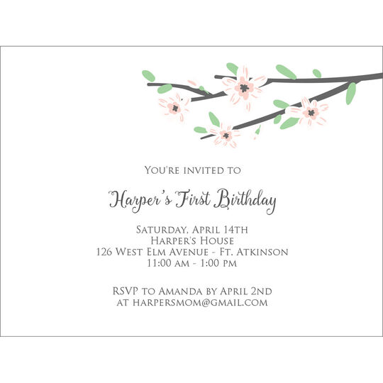 Floral Branch Flat Invitations
